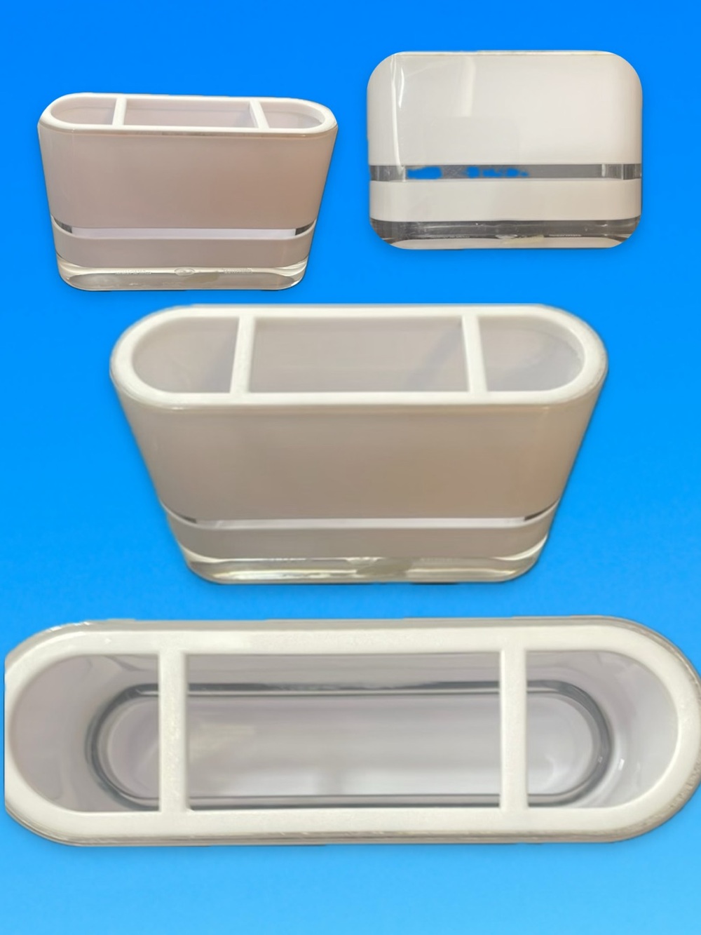White and Clear Acrylic Tooth Brush Holder Organizer